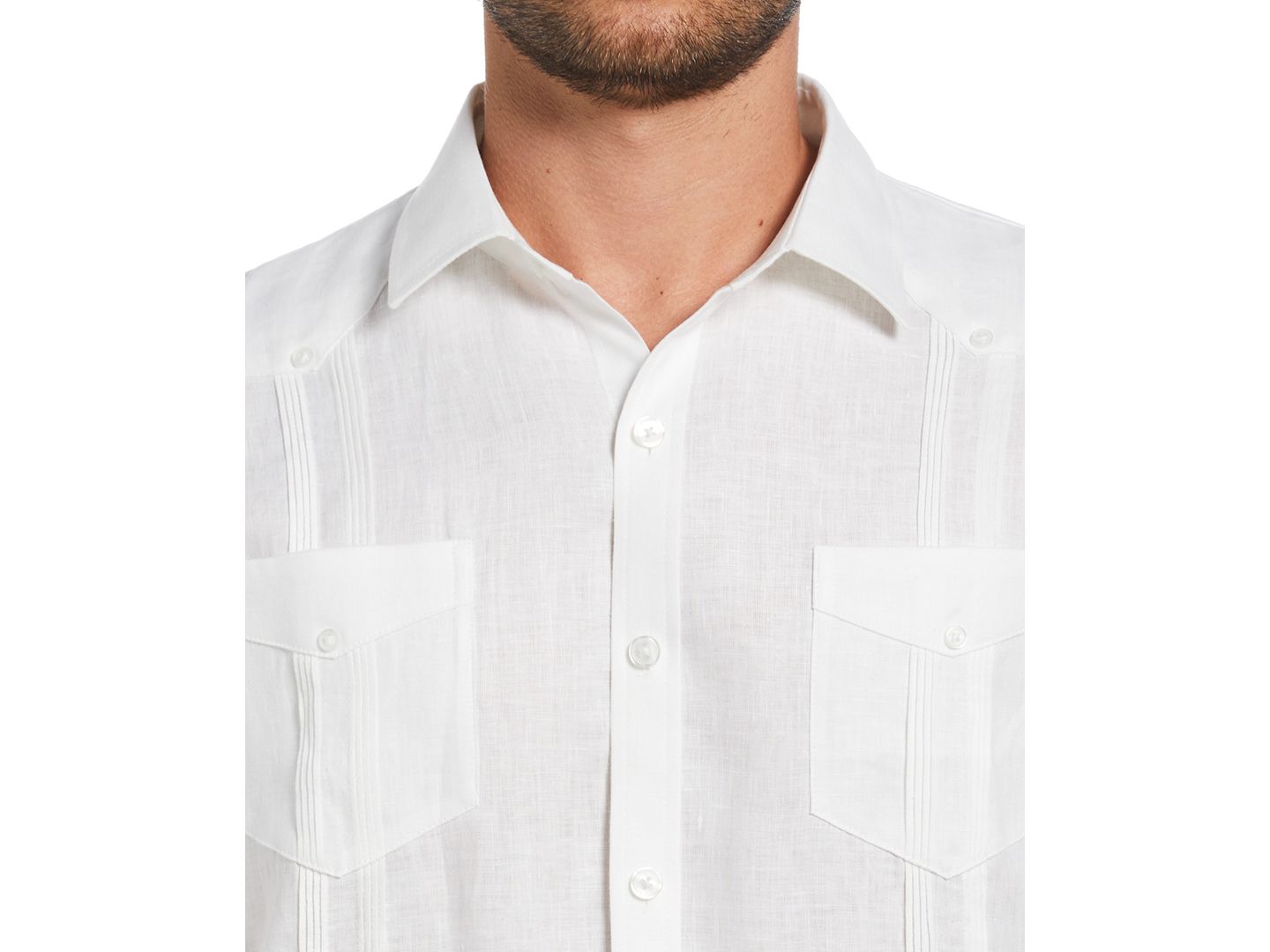 Мужская рубашка Cubavera 100% Linen Long Sleeve 4 Pocket Guayabera, цвет: Яркий белый — фото 4