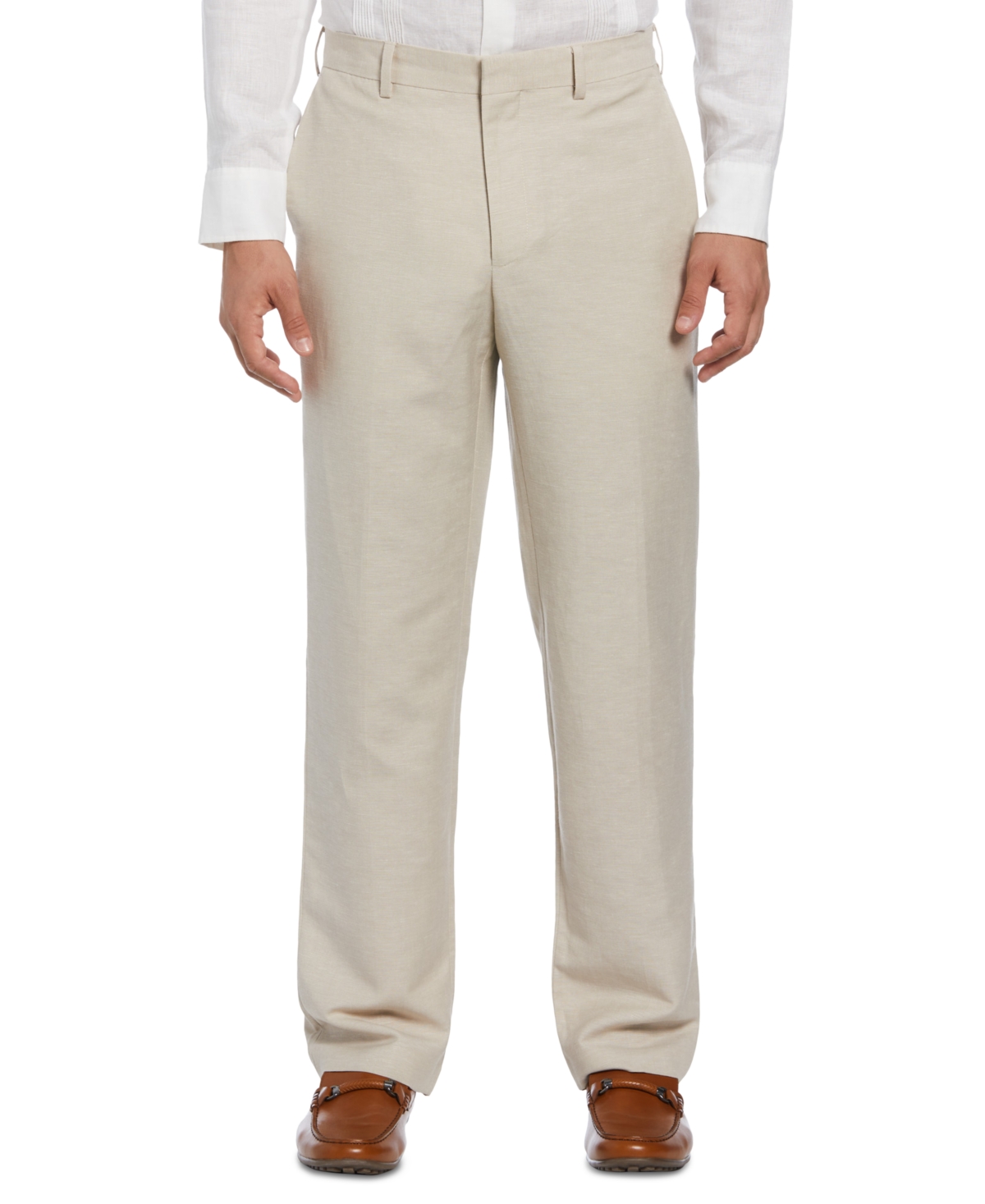 Men's Linen Blend Flat Front Pant - Khaki