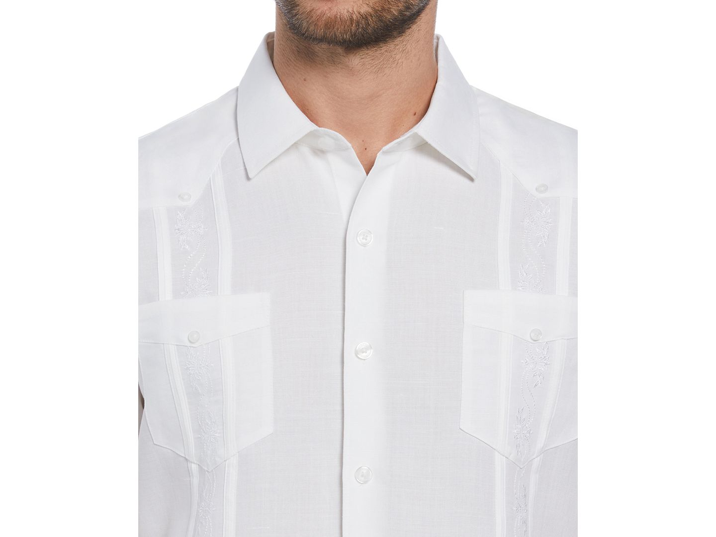 Мужская рубашка Cubavera Short-Sleeve Embroidered Guayabera, цвет: Яркий белый — фото 4