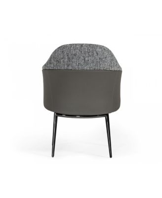 Upholstered Fabric and Faux Leather Wing Back Dining Arm Chair