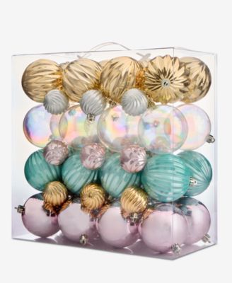 Holiday Lane - Opulence Set of 50 Shatterproof Pink Gold and Blue Iridescent Ball Ornaments