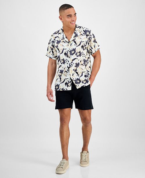 alfani HUGO by Hugo Boss Men's Abstract Floral Beach Shirt Men's Fashion & Accessories