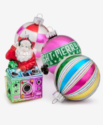 Holiday Lane - Whimsy Set of 4 Glass Ornaments