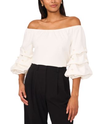 MSK - Women's Off-The-Shoulder Embellished-Sleeve Top