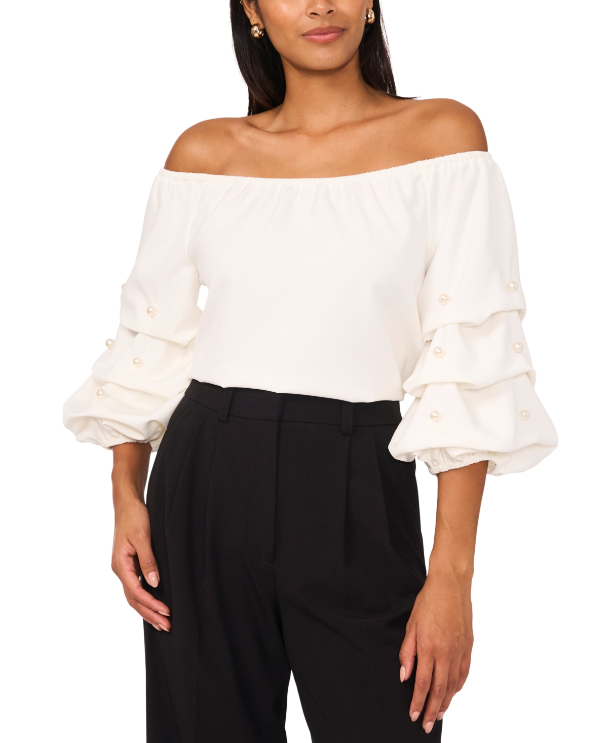 Msk Women's Off-the-shoulder Embellished-sleeve Top