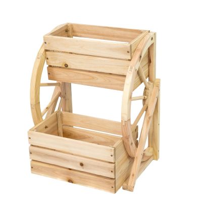 Indoor/Outdoor 2-Tiered Rustic Fir Wagon Wheel Planter - 19" W x 14.75" D x 23.5" H