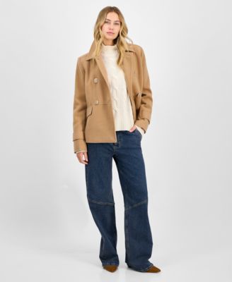 Juniors' Double-Breasted Collared Coat