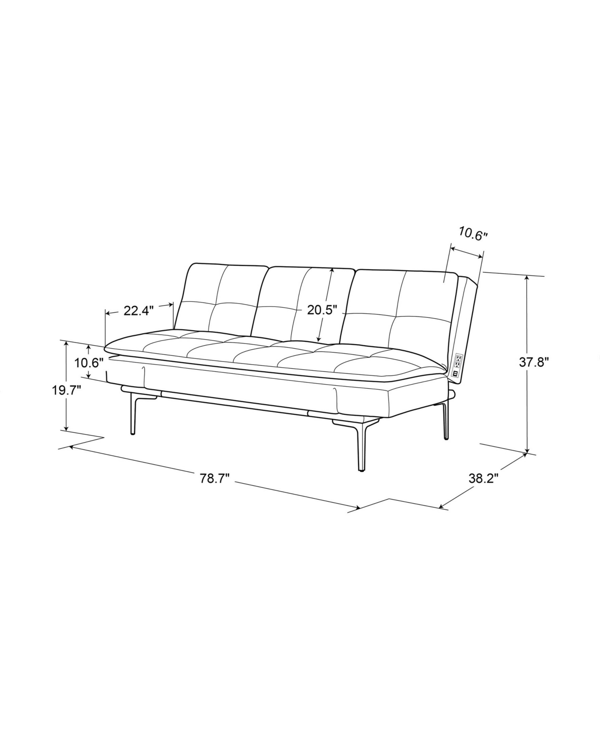 Serta 78.7" Polyester Laredo Convertible Sofa In Brown