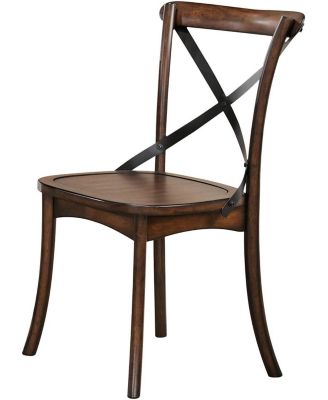 Set of Two Wood Cross Back Dining Chairs for Living Room or Kitchen Use