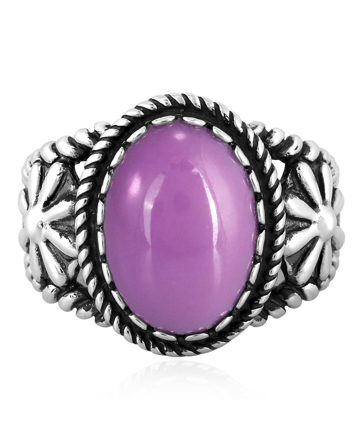 Sterling Silver Phosphosiderite Concha Flower Ring, Size 10