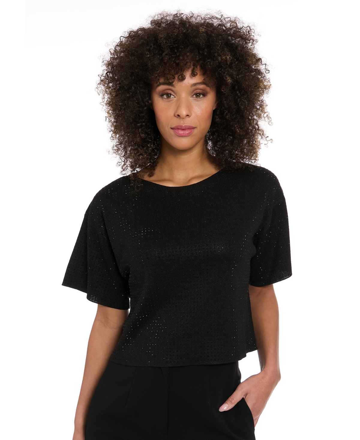 Women's Studded Relaxed Crewneck Tee - Champagne