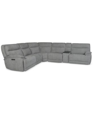 Ozryn 6-Pc. Fabric Sectional with Console and 2 Power Motion Chairs, Exclusively at Macy's