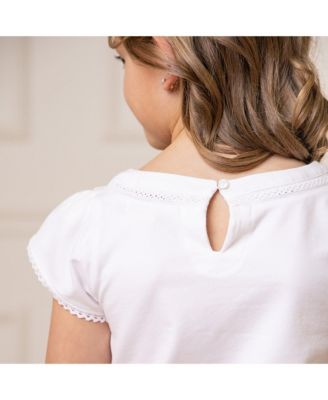 Girls Organic Short Sleeve Knit Top with Tulip Sleeves