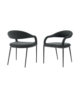 Set of 2 Upholstered Polyester Open Back Dining Arm Chairs