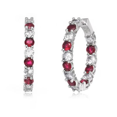 Colored Cubic Zirconia Inside Out Hoop Earrings
