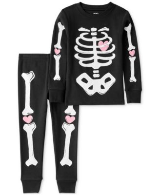 Carter's - Toddler Girls Glow-in-The-Dark Skeleton Pajamas, 2 Piece Set