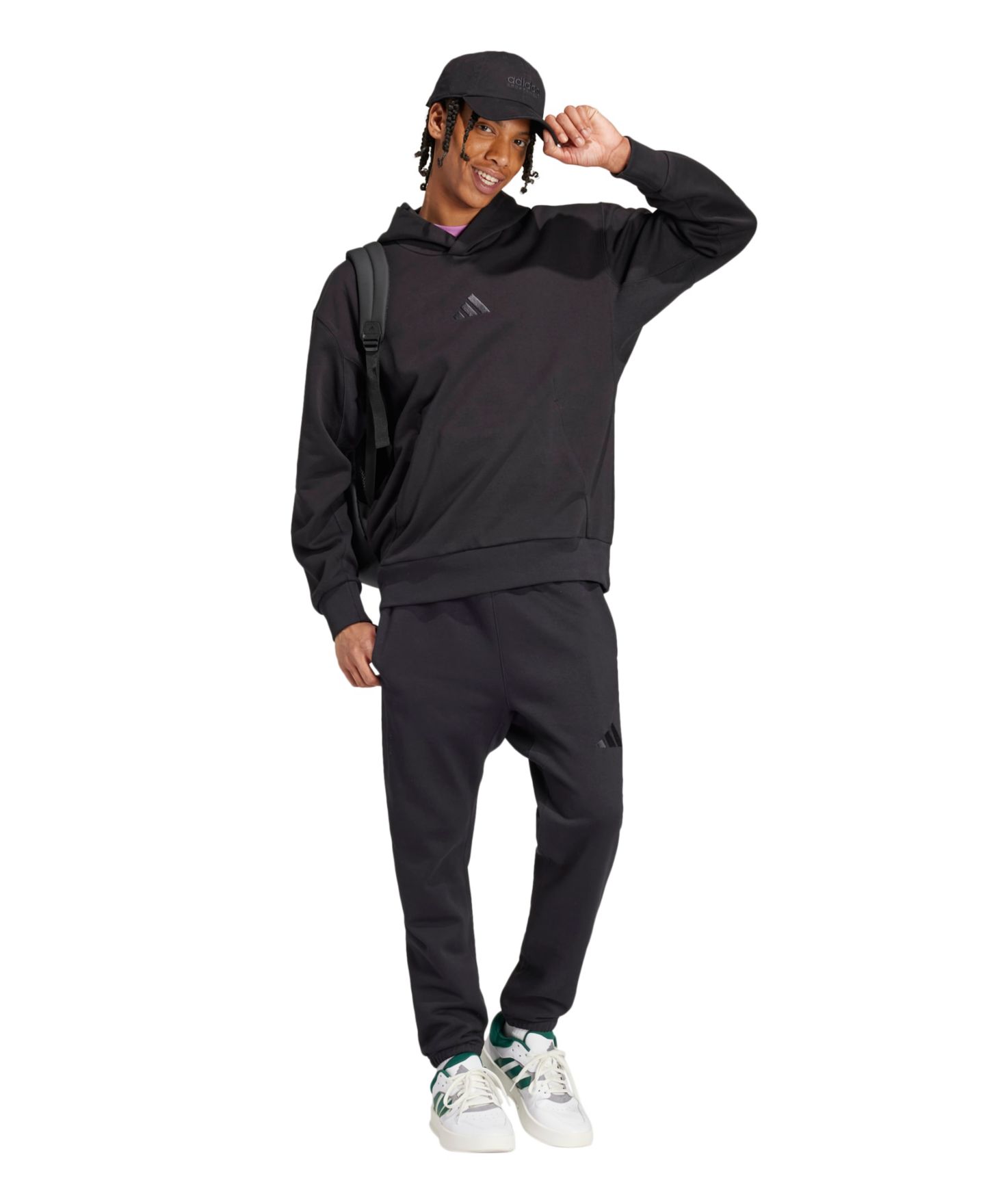 Мужское худи adidas Fleece Hooded, цвет: Чёрный — фото 6