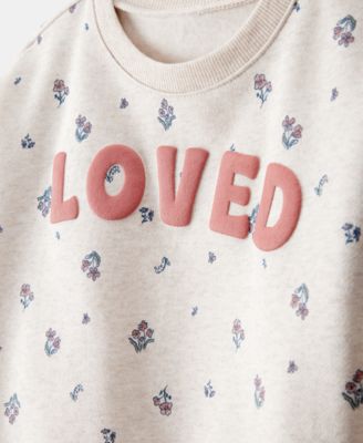 Toddler Girls 2-Pc. "Loved" Pullover Sweatshirt & Pants Set