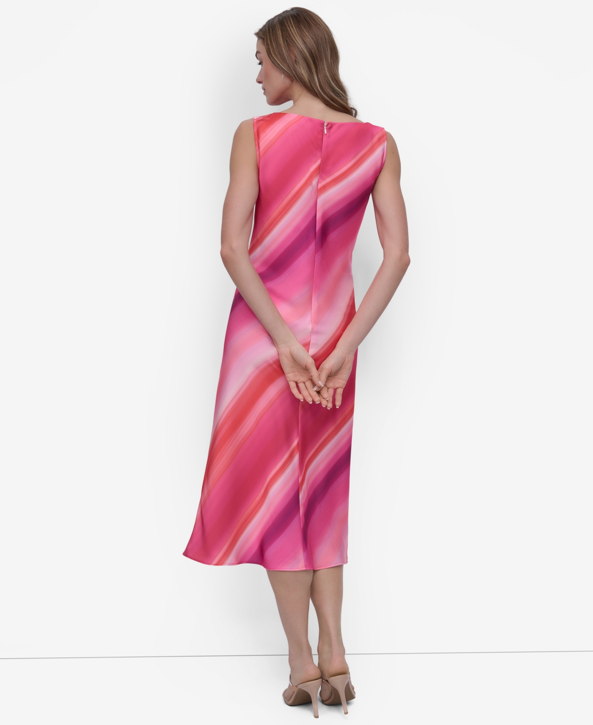 Shop Dkny Petite Printed Cowlneck Sleeveless Midi Dress
