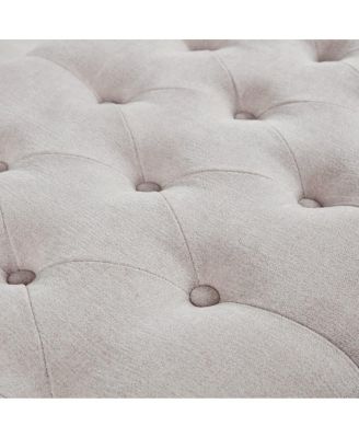 Tufted Upholstered Storage Bench with Button Top, Solid Wood Legs for Bedroom or Living Room, Hidden Blanket