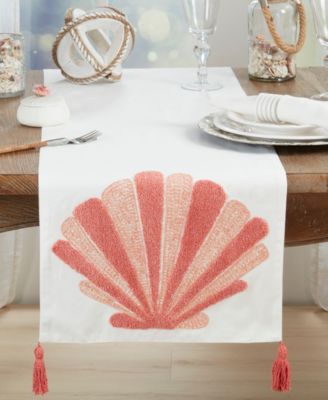Ocean Breeze Embroidered Seashell Table Runner, 16" x 72"