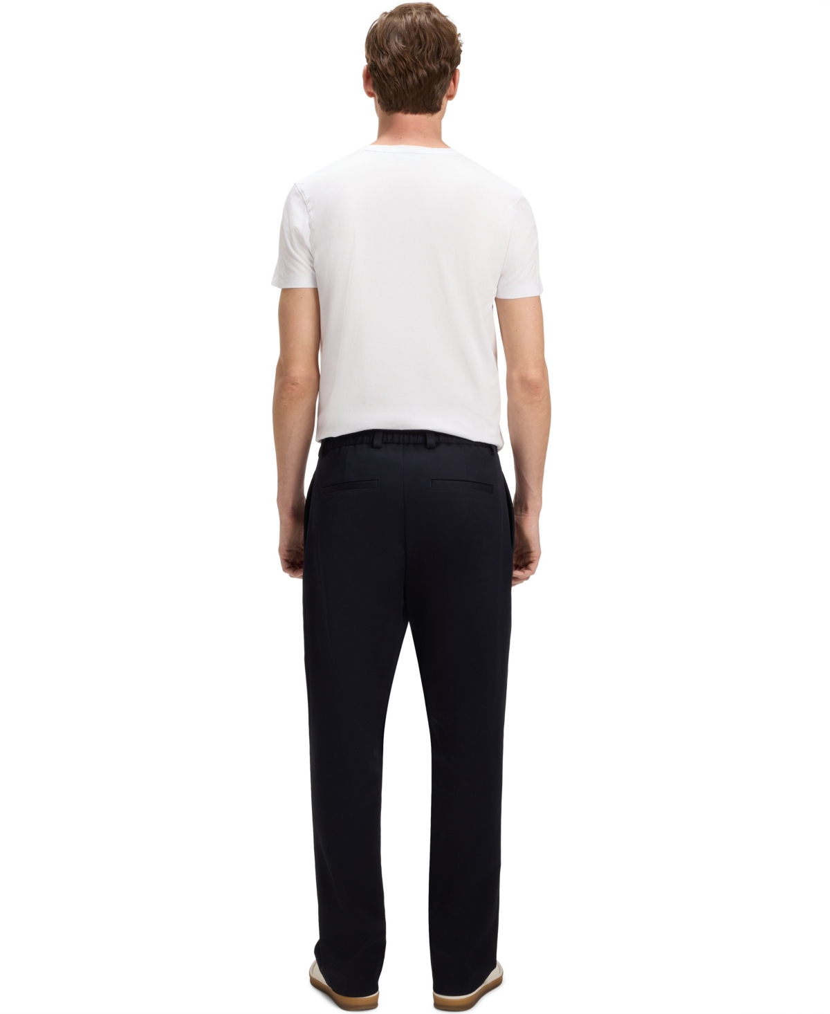 Hugo Boss Boss Mens White Crewneck Embroidered Branding Cotton-jersey T-shirt