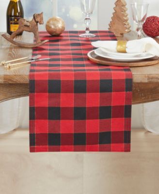 Shimmer Stitch Plaid Table Runner, 16" x 72"