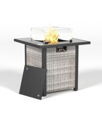 Streamdale 28" Propane Fire Pit Table with Glass Top and Windscreen