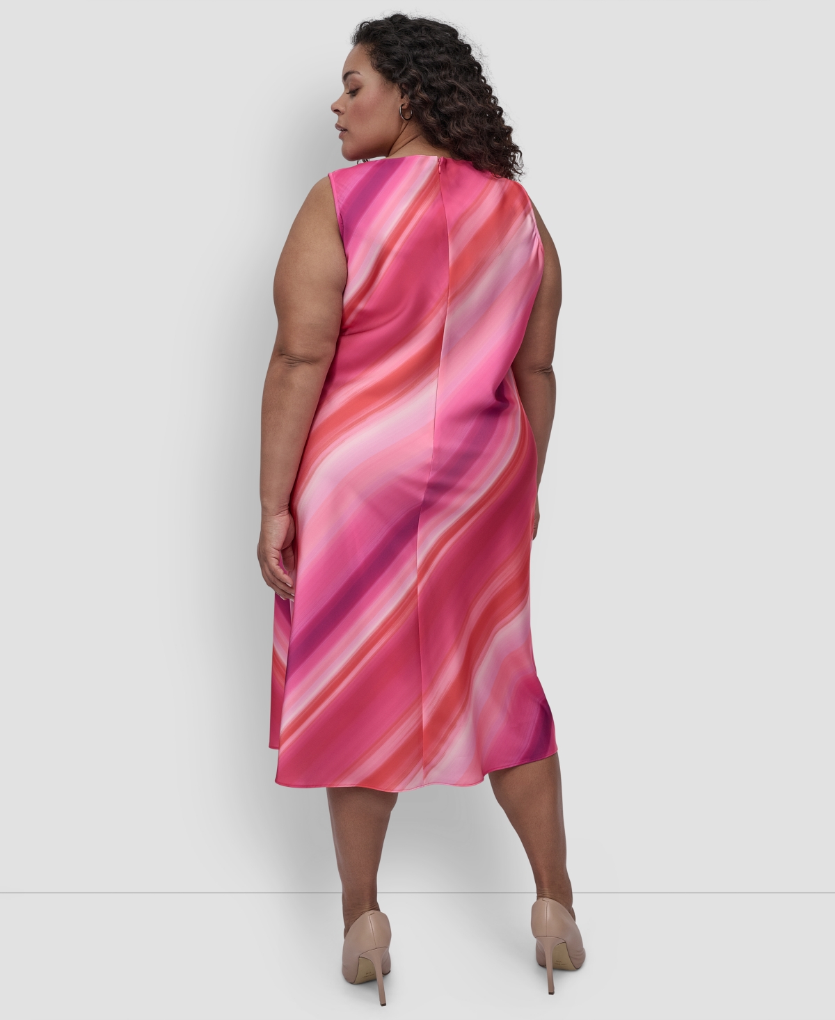 Dkny Plus Size Printed Cowlneck Sleeveless Midi Dress