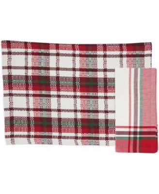 Simple Plaid Cotton Placemats and Napkins, Set of 8