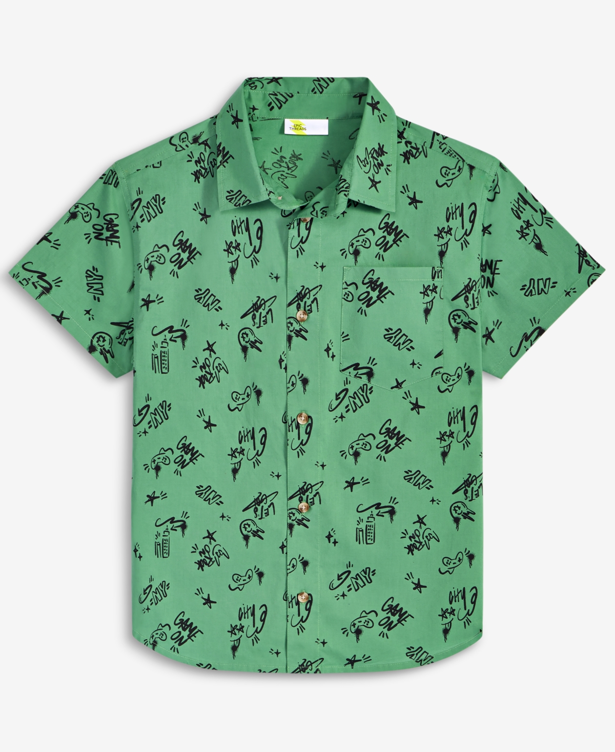 Epic Threads Kids' Little & Big Boys Printed Cotton Shirt, Exclusively At Macy's In Green