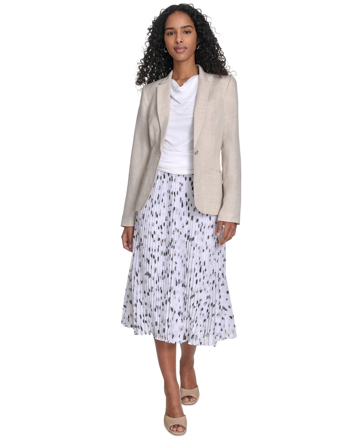 Calvin Klein Petite Linen-blend Blazer