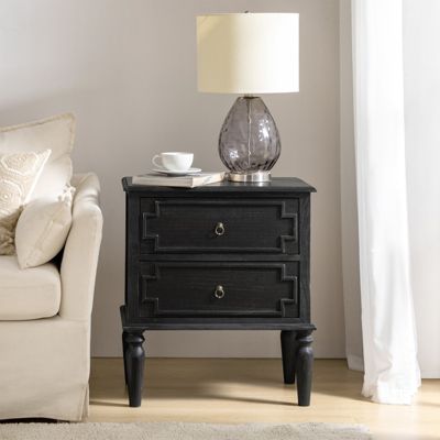 Timar 2- Drawer Solid Wood End Table with Built-In Outlets and USB