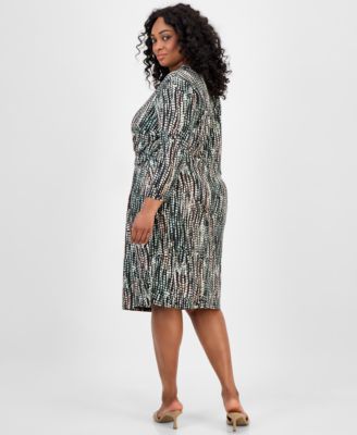 Plus Size Printed Wrap-Style Dress