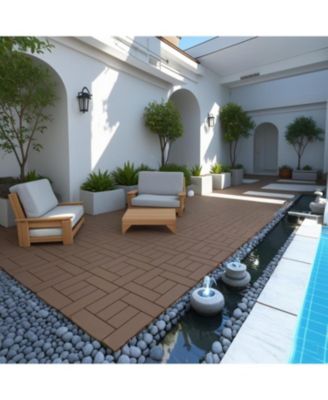 Streamdale 12" Deck Tiles, DIY Interlocking, Indoor/Outdoor, Easy Install, 44pcs Red Brown