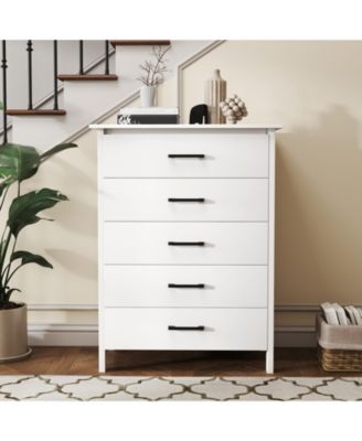 Modern 5 Drawer Chest Storage Dresser Cabinet with Metal Handles