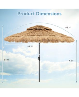 7 FT Hawaiian Style Umbrella Sun-proof Thatched Patio Tiki Umbrella w/8 Ribs