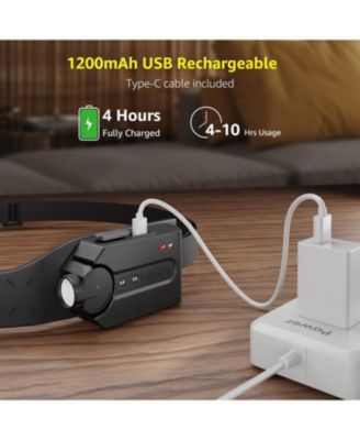 LED Headlamp Rechargeable - Super Bright Motion Sensor Headlight with 1200 mAh Battery, 230°COB Wide Beam & Adjustable Spotlight, 2 Pack