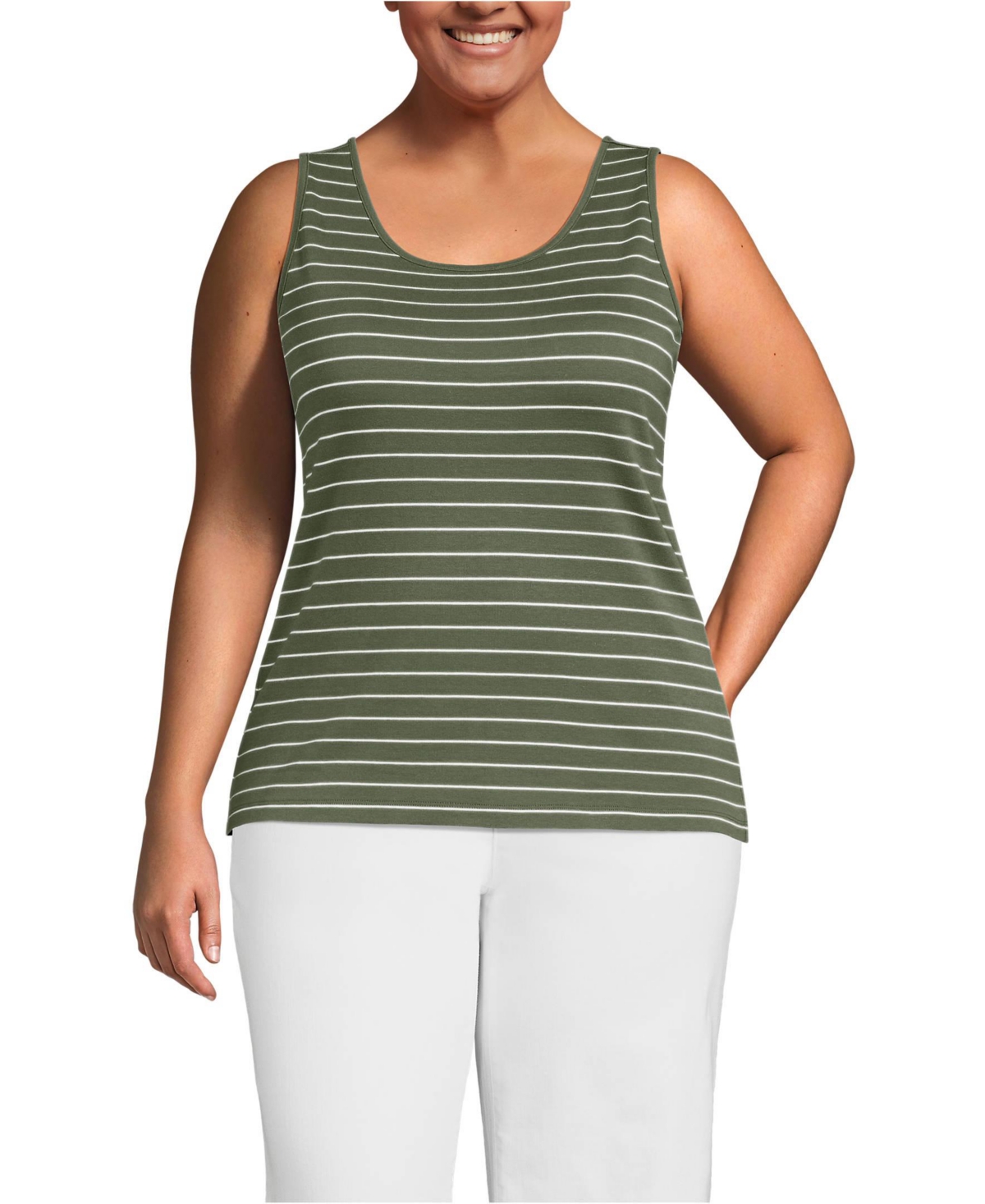 Plus Size Cotton Tank Top - Black