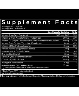 Men's Multivitamin - Daily Vitamins For Men with Vitamin A, C, D3, E, B12, Magnesium, Zinc, Chromium, Probiotics, Astragalus, 30 Capsules