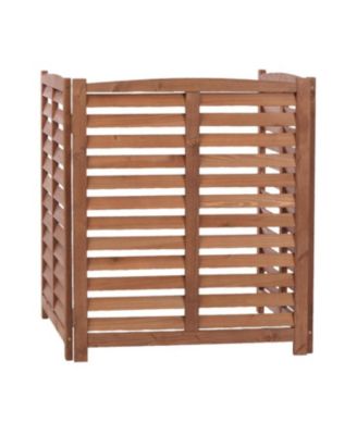 3-Panel Outdoor AC Fence, 32"W x 38"H Wooden Privacy Screen
