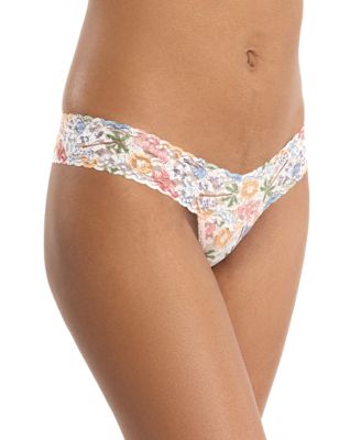 Women's Printed Signature Lace Low Rise Thong