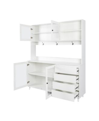 StreamdaleFurniture Large Microwave Shelf Kitchen Hutch Cabinet