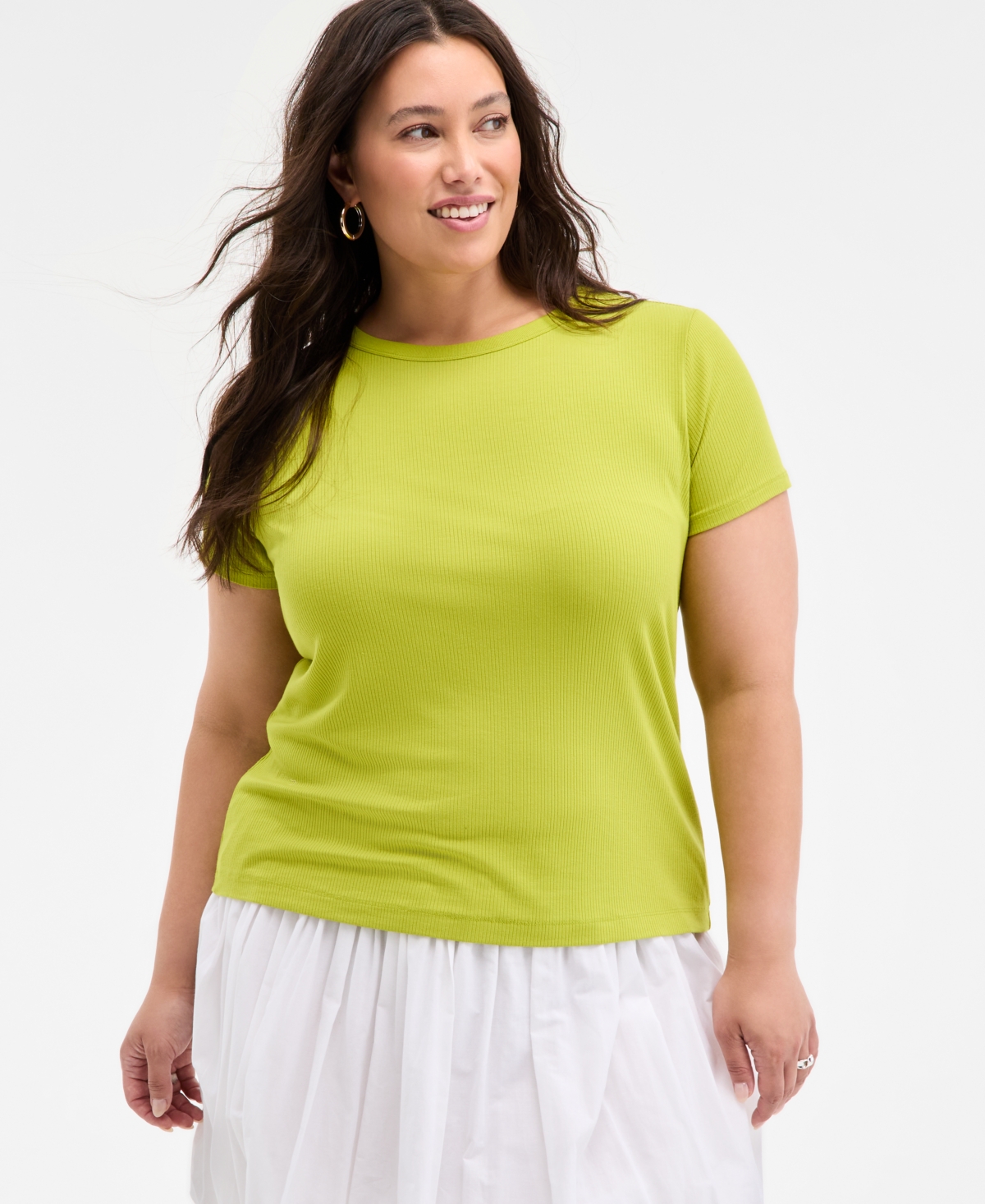 On 34th Women's Ribbed T-shirt, Xxs-4x, Created For Macy's In Green