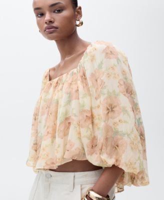 Women's Open-Back Floral Blouse