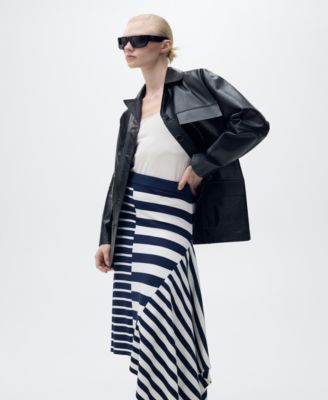 Women's Asymmetrical Striped Knit Skirts