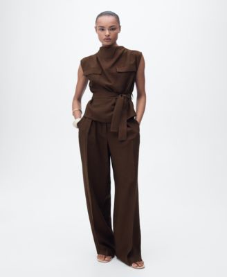 MANGO - Women's Draped Neck Blouse