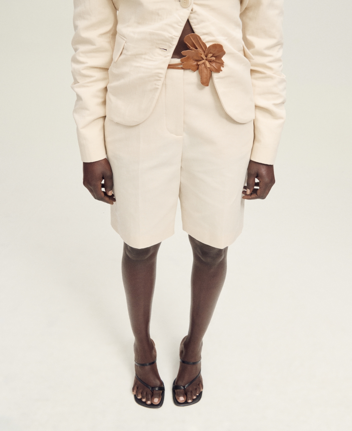 Women's Linen-Blend Suit Bermuda Shorts - Ecru