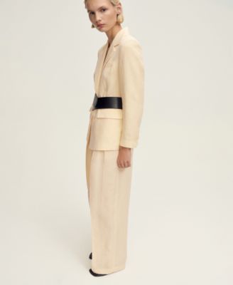 Women's Straight Linen Blend Suit Pants