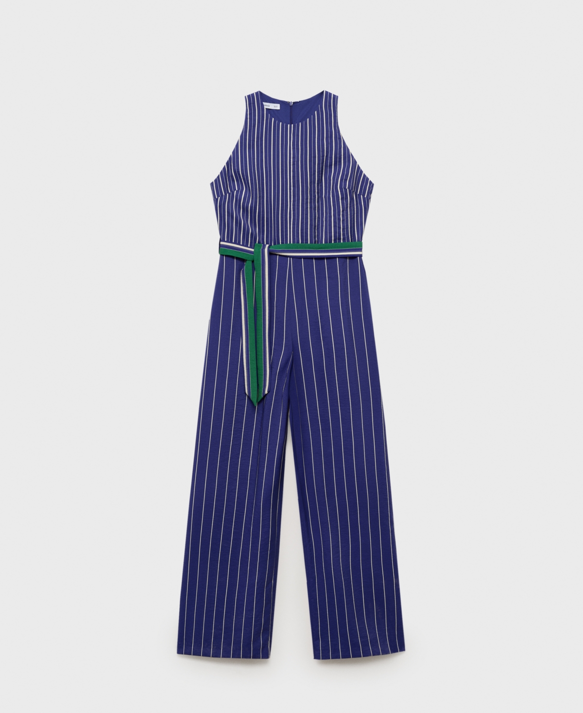 Women's Belt Striped Jumpsuit - Blue
